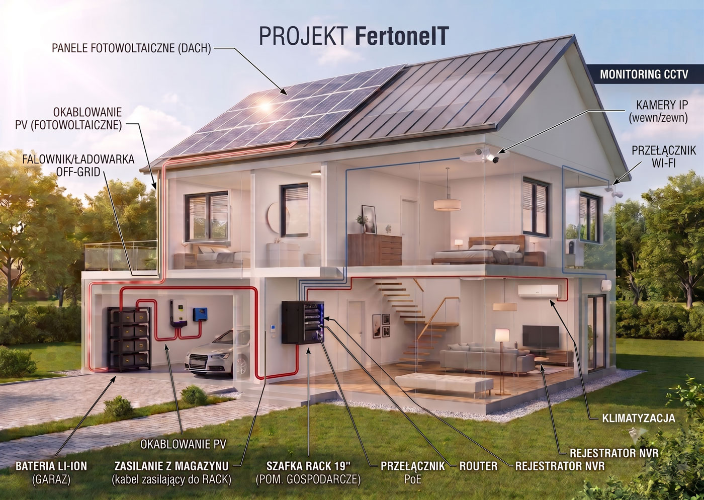 Fertone IT Dom - Zintegrowany Schemat Instalacji Off-Grid